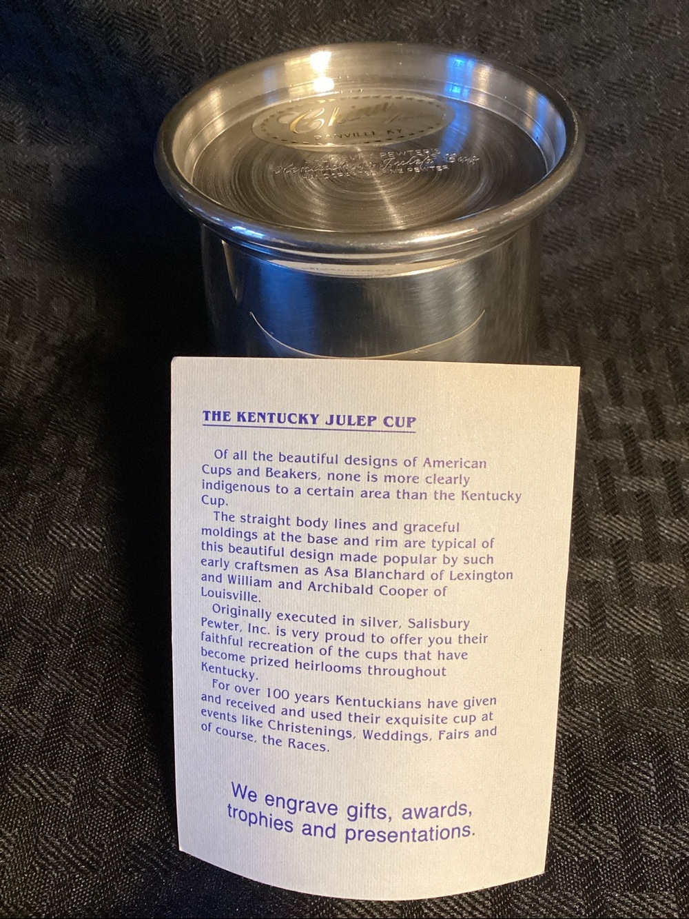 Kentucky Julep Cup. Salisbury Pewter. Hand-Crafted (2) - Picture 5 of 5